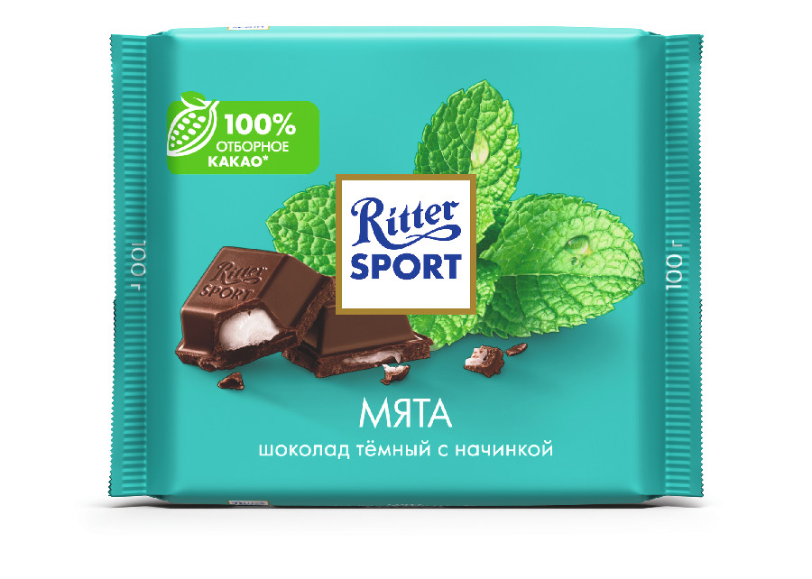 Шоколад Ritter Sport темный с мятной начинкой 100г 