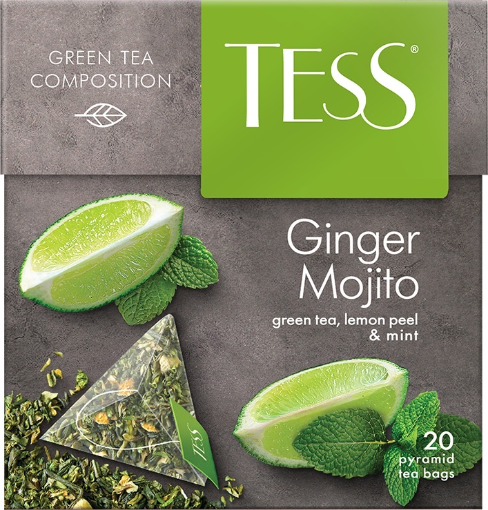 Чай зеленый Tess Ginger Mojito (Имбирный Мохито) 20 пирамидок*1,8г