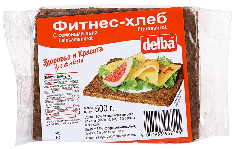 Фитнес-хлеб Delba с семенами льна 500г