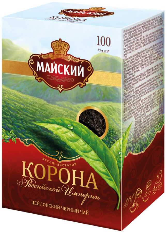 Чай черный листовой Майский Корона Российской Империи 100г  