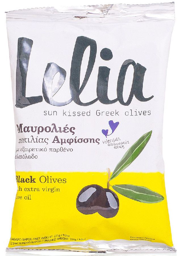 Оливки с косточкой черные крупные в оливковом масле Lelia 275г