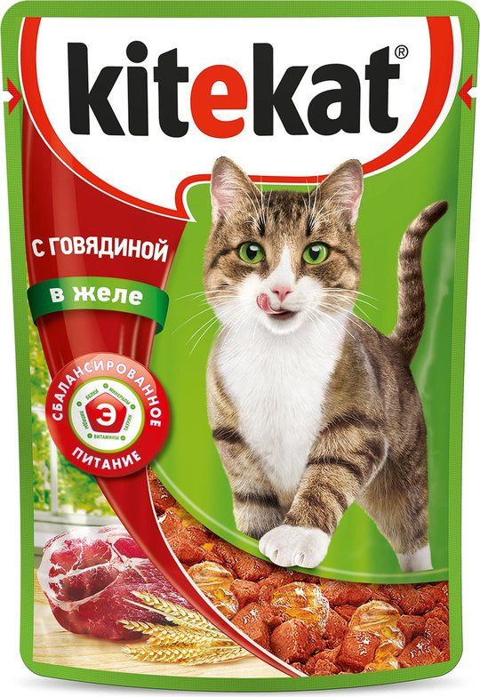 Корм для кошек Kitekat говядина в желе 85г 