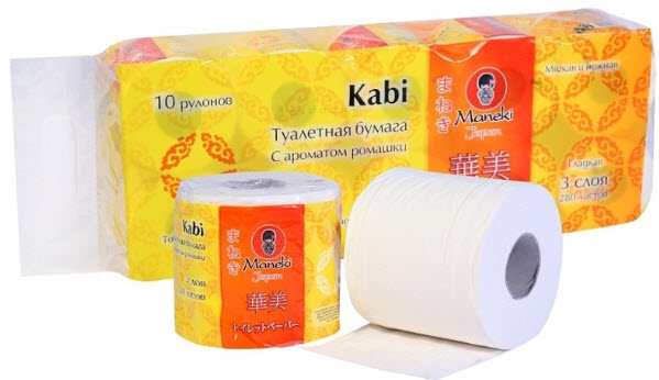 Бумага туалетная Maneki Kabi 3-х слойная 39,2м ромашка 