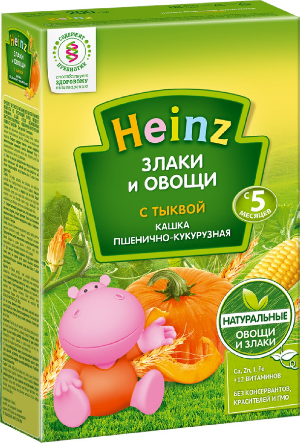 Каша Heinz безмолочная пшенично-кукурузная с тыквой 200г