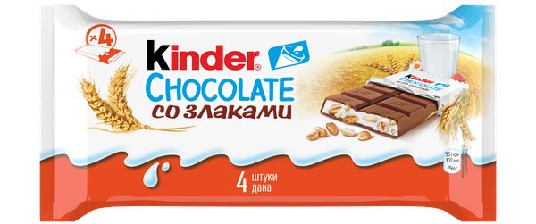 Шоколад молочный Kinder со злаками с молочно-злаковой начинкой 94г