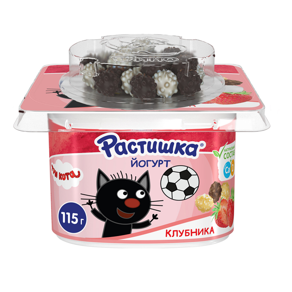 Йогурт Растишка 3% клубника с шоколадным драже 115г
