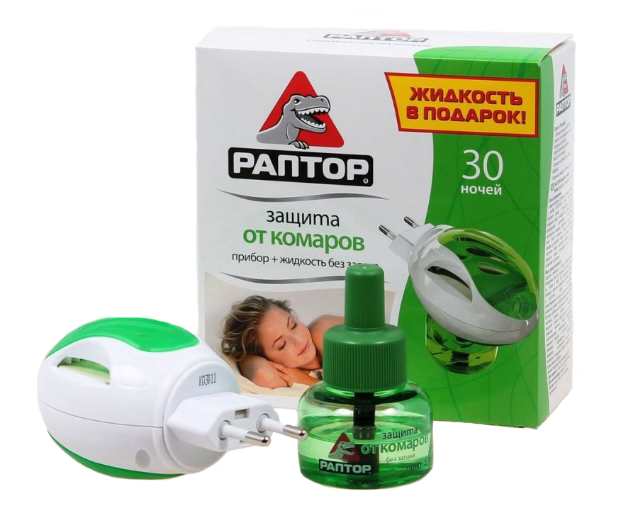 Комплект РАПТОР: прибор+жидкость от комаров 30 ночей