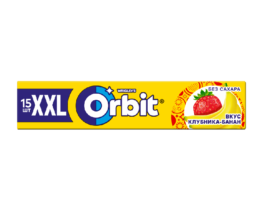 Orbit XXL Клубника-Банан жевательная резинка без сахара, 20,4г