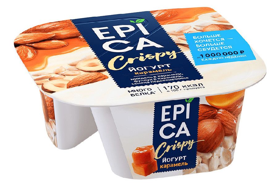 Йогурт Epica Crispy 10,2% орех/карамель140г 