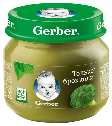 Овощное пюре Gerber брокколи, для детей с 4 месяцев 80г