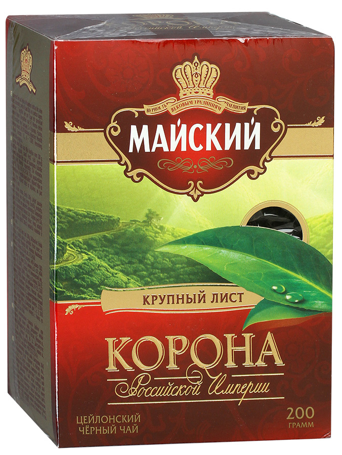 Чай черный Майский Корона Российской Империи крупнолистовой 200 грамм