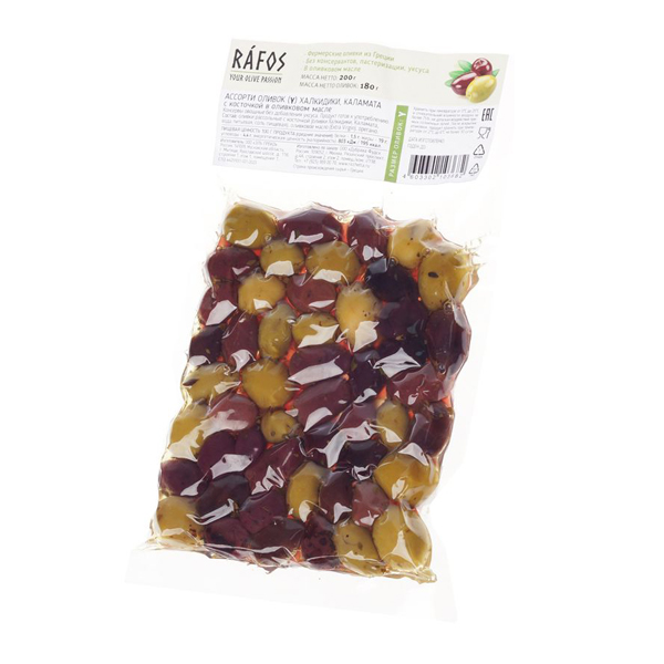Оливки микс ассорти Rafos Oliveira 200г д/п
