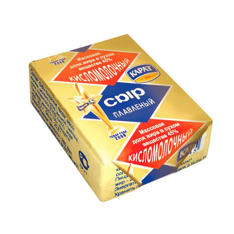 Сыр плавленый Кисломолочный 90г фольга Карат
