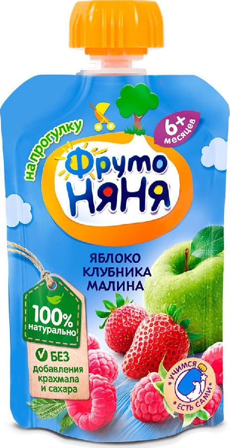 Десерт Фруто Няня яблоко/клубника/малина 90г 
