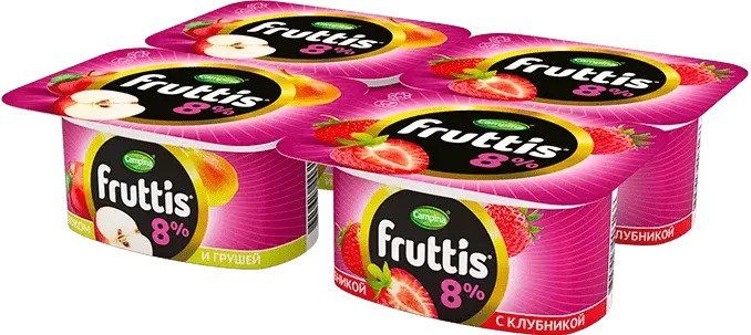 Йогуртный продукт Фруттис 8% клубника/яблоко/груша 115г 