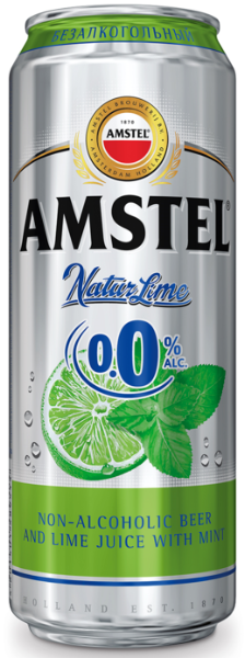 Напиток пивной Amstel Натур Лайм/Мята безалкогольный 0,43л 