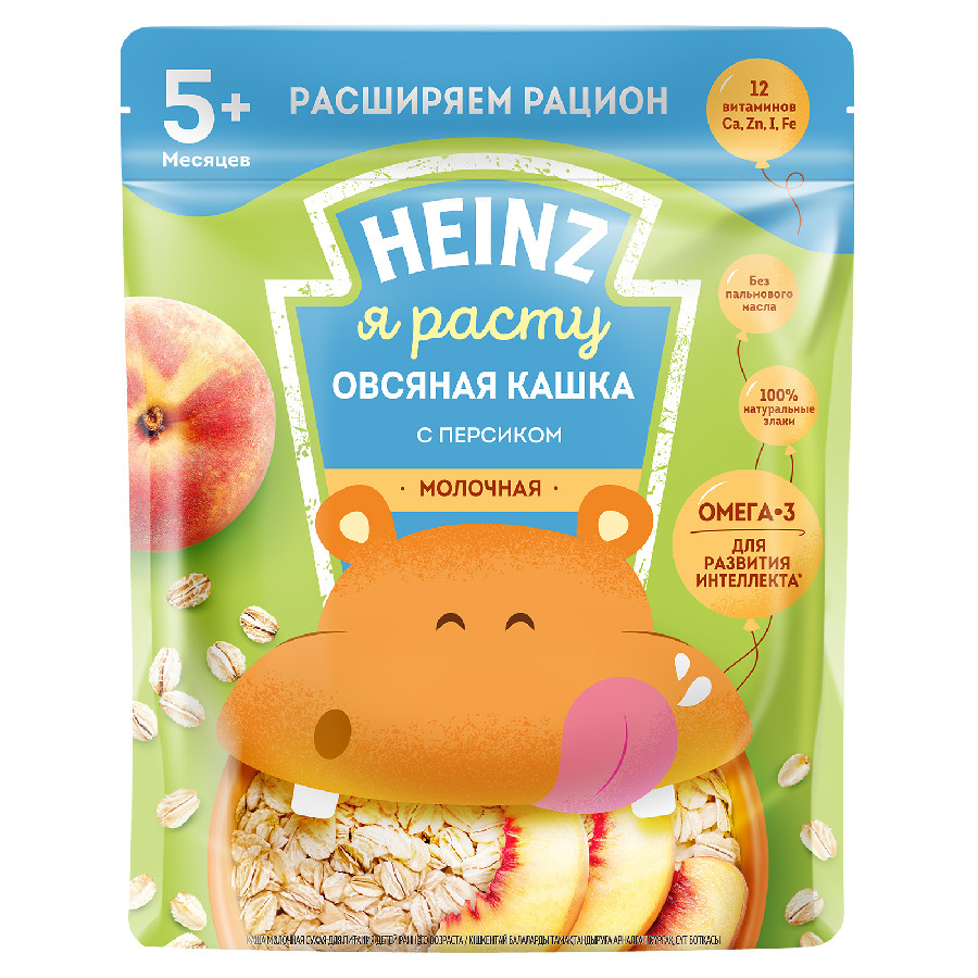 Каша Heinz молочная овсяная с персиком с 6 месяцев 200г  