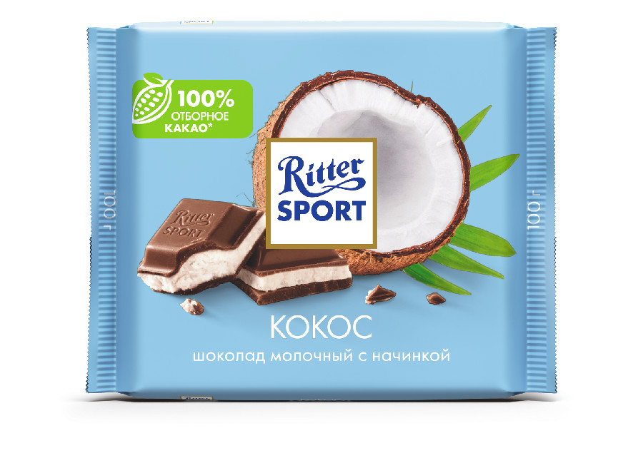 Шоколад Ritter Sport молочный с кокосом 100г  