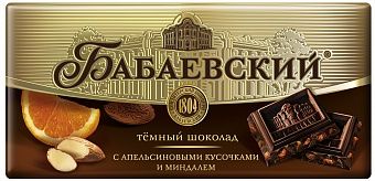 Шоколад темный с апельсиновыми кусочками и миндалем 100г Бабаевский