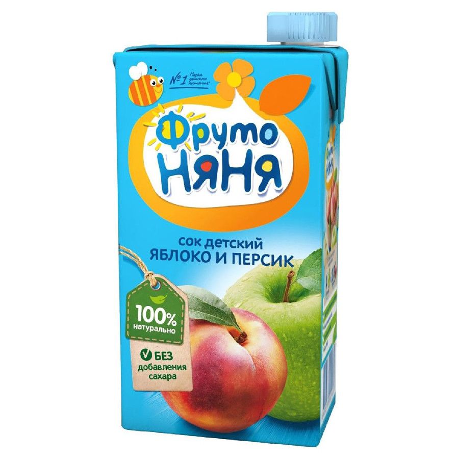 Сок ФрутоНяня яблоко/персик неосветленный 0,5л