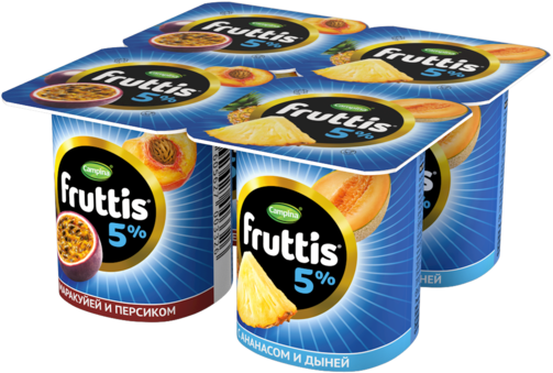 Йогуртный продукт Fruttis 5% персик/маракуя/ананас/дыня 115г