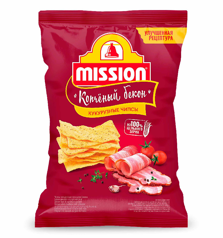 Чипсы кукурузные MISSION "Копченый бекон", 150 гр