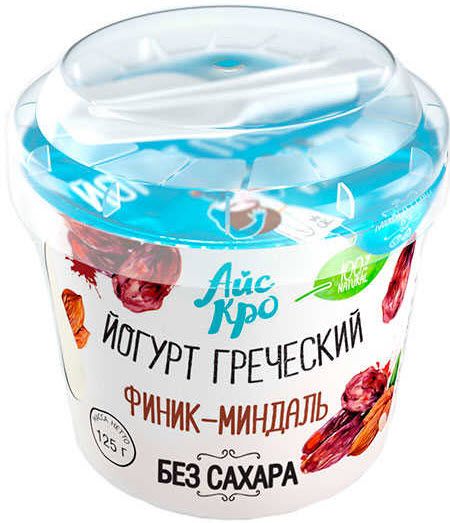 Йогурт греческий 3% без сахара финик/миндаль АйсКро 125г