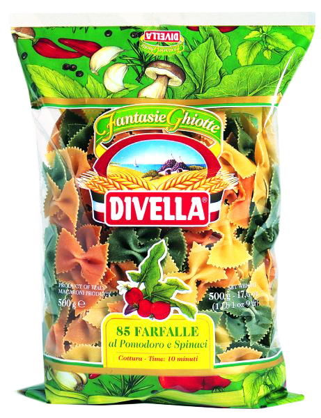 Макаронные изделия Фарфалле томаты и шпинат Divella 500г   