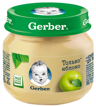 Пюре Gerber яблоко,для детей с 4 месяцев 80г