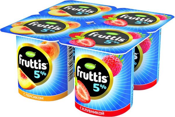 Йогуртный продукт Фруттис 5% клубника/персик 115г 