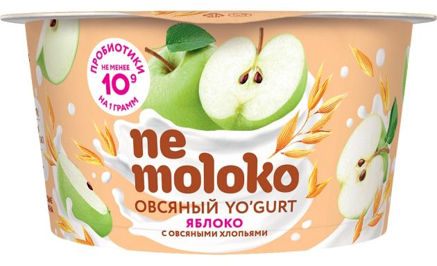 Продукт овсяный YO'GURT Nemoloko яблоко/овсяные хлопья 130г 