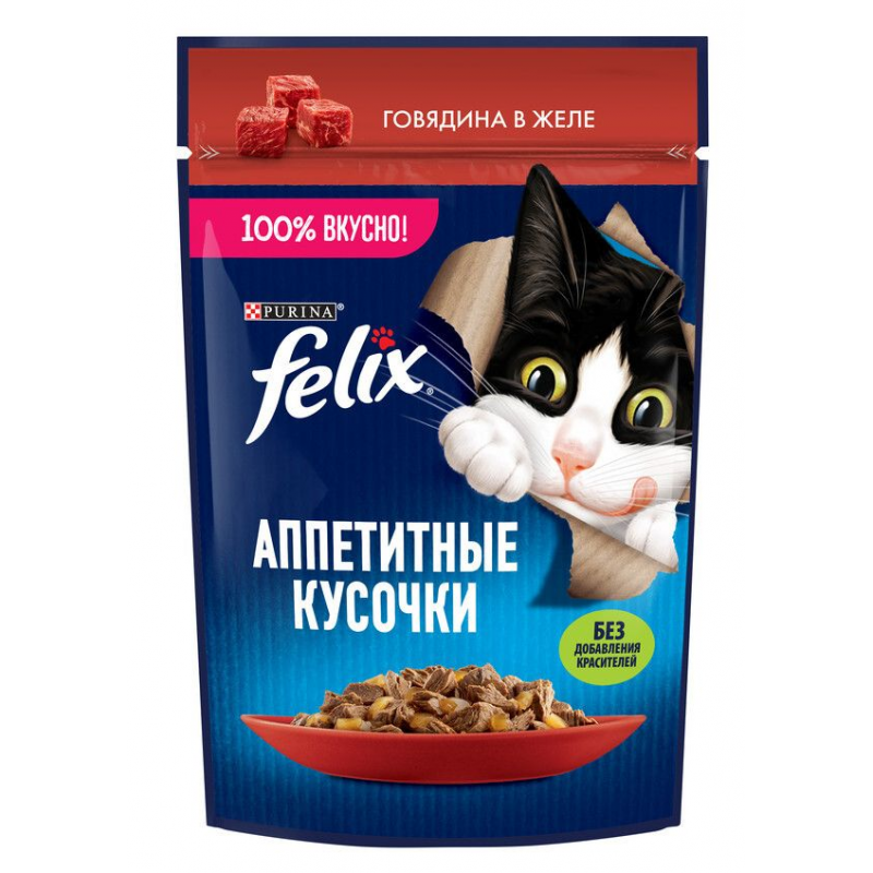 Корм для кошек Felix Аппетитные кусочки говядина 75г