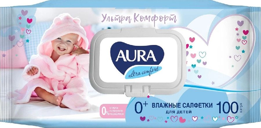 Салфетки влажные Aura Ultra Алоэ/Витамин Е детские 100шт
