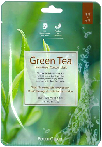 Маска-салфетка для лица Beauugreen Зеленый чай 23г
