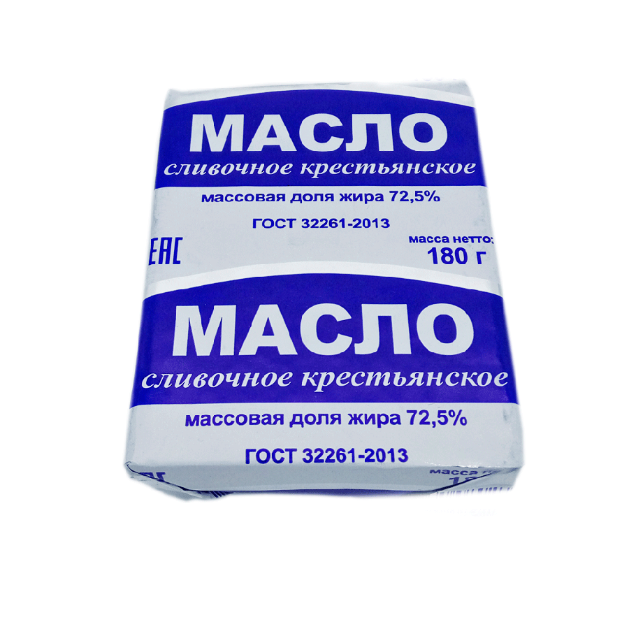Масло сливочное Крестьянское ГОСТ 72,5% 180г Киприно
