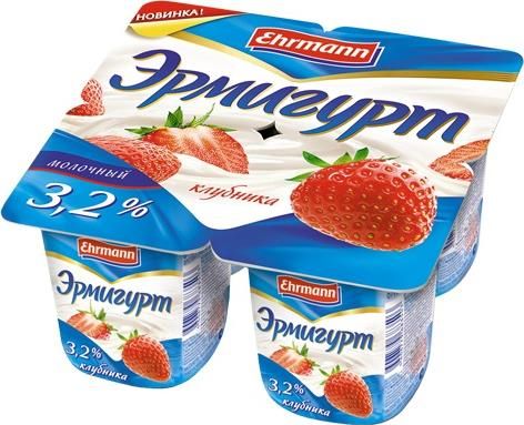 Йогурт Эрмигурт 3,2% клубника 100г     