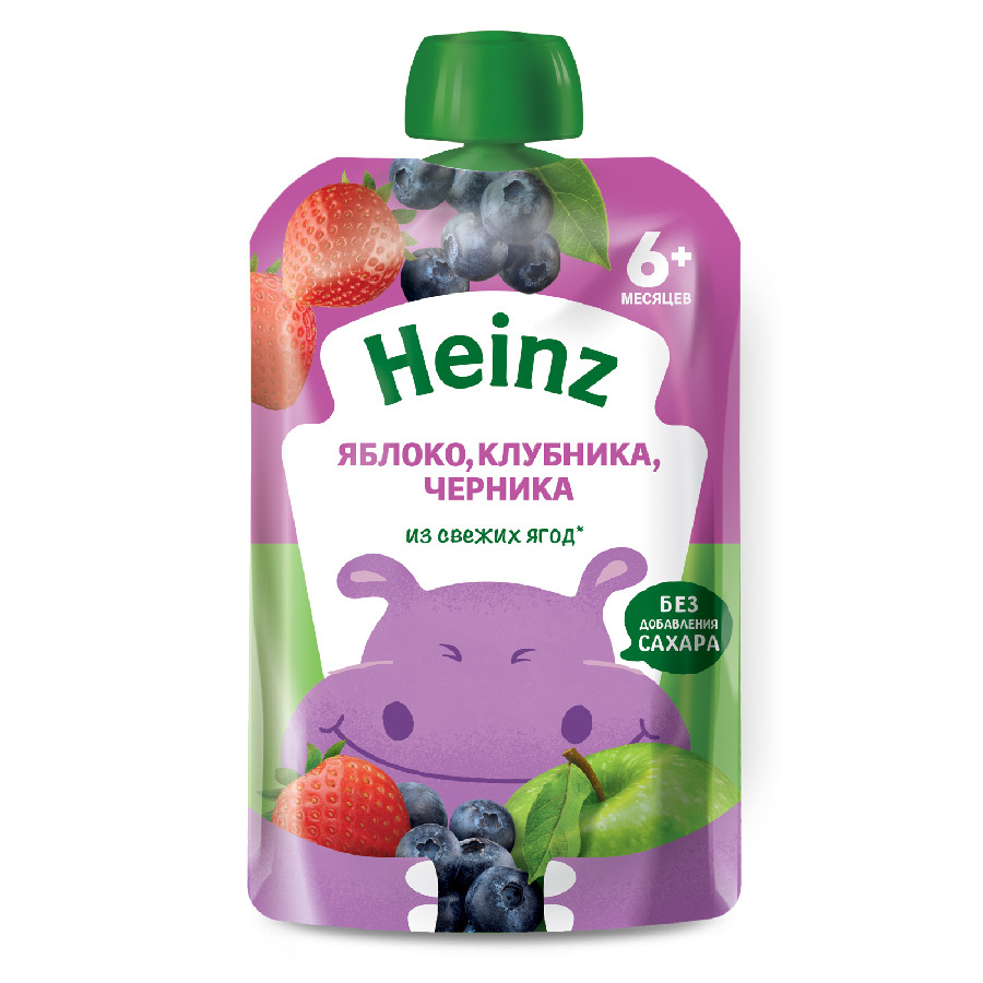 Пюре Heinz яблоко/клубника/черника 90г  