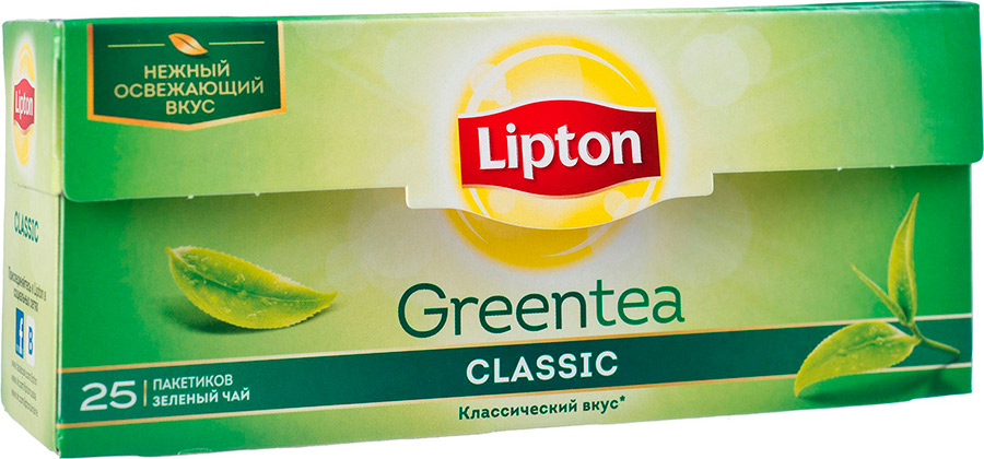 Чай Липтон зеленый Классик 25 пакетиков