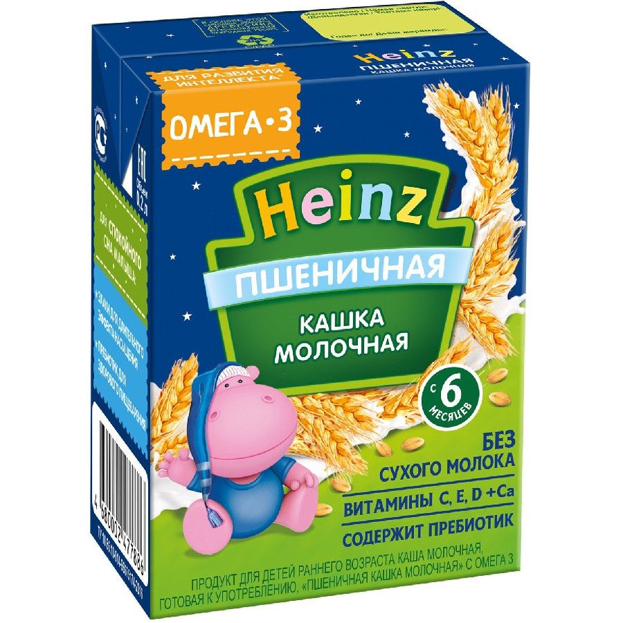 Каша готовая Heinz молочная пшеничная Омега 3 с 6 месяцев 200г