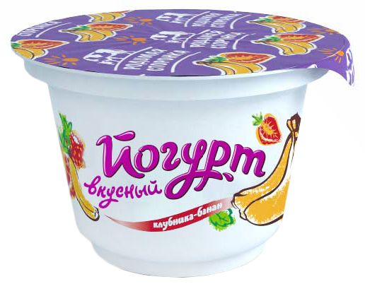 Йогурт Вкусный 6% клубника-банан 180г 