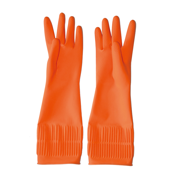 Перчатки латексные длинные с хлопковым напылением 38см рS Pumpkin