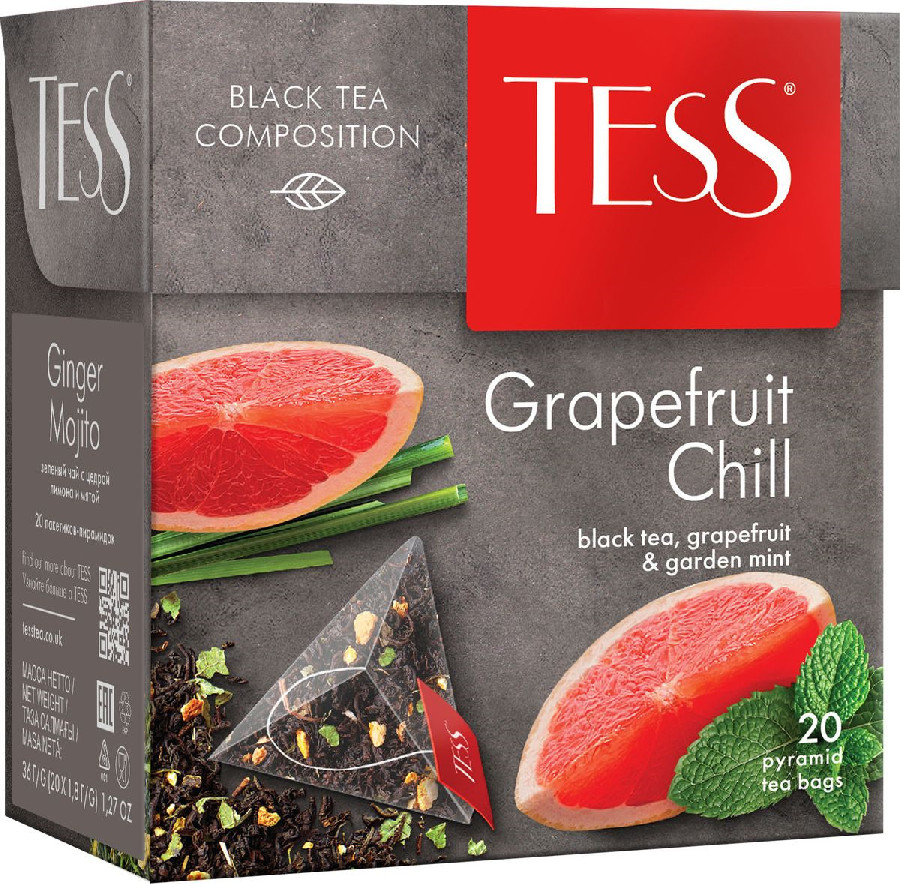 Чай черный Tess Grapefruit Chill 20 пирамидок  