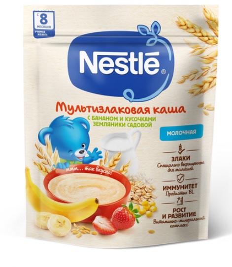 Каша Nestle молочная мультизлаковая банан/земляника 200г