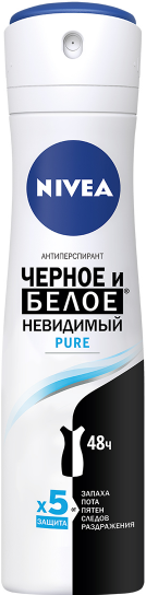 Дезодорант аэрозоль Nivea Невидимая защита для черного и белого Pure 150мл