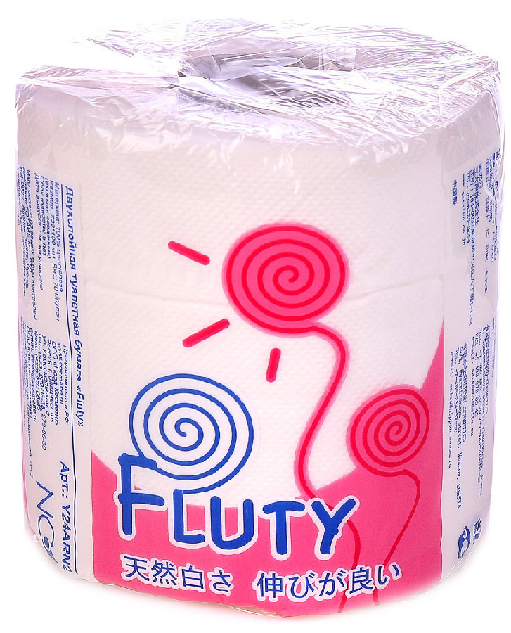 Бумага туалетная Fluty 2-х слойная 1шт