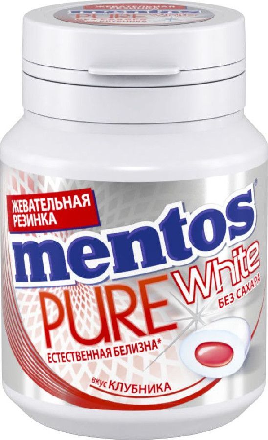 Резинка жевательная Mentos PURE WHITE клубника 54г 