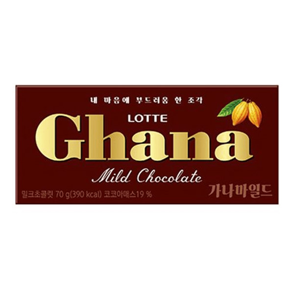 Шоколад мягкий Lotte Ghana Mild Chocolate 70г
