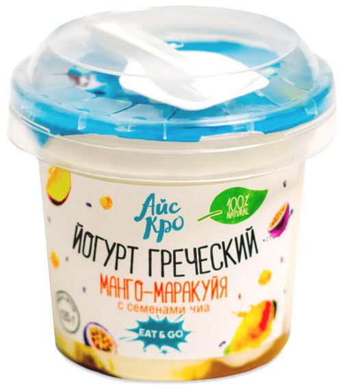 Йогурт греческий 3% манго/маракуйя/семена чиа АйсКро 125г