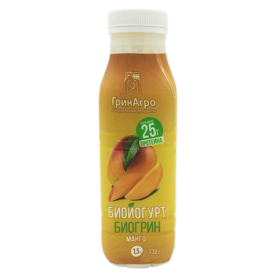 Биойогурт питьевой Биогрин ГринАгро 1,5% манго 330г