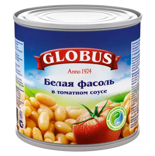 Фасоль белая в томатном соусе Globus 425мл 